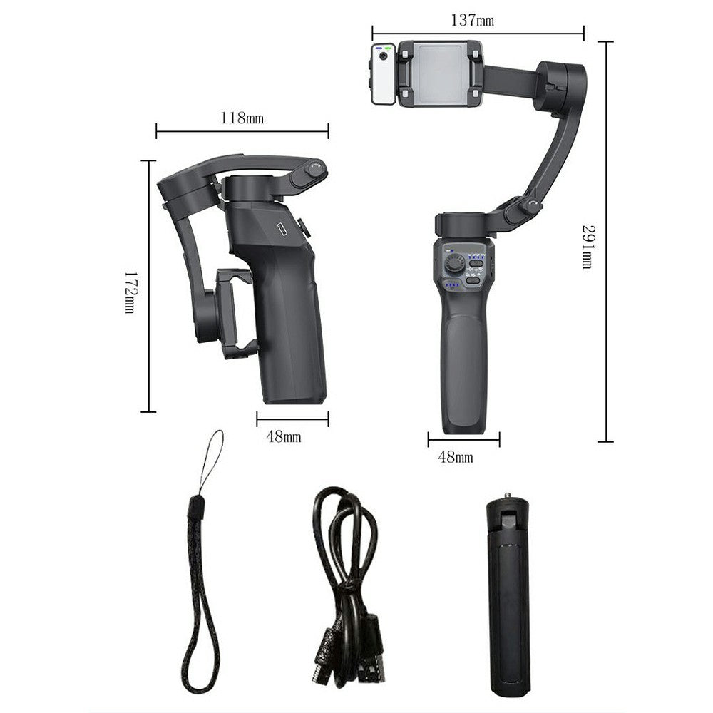 F11 For Smartphones AI Face Tracking Anti Shake Foldable 3 Axis Handheld Gimbal Stabilizer with App