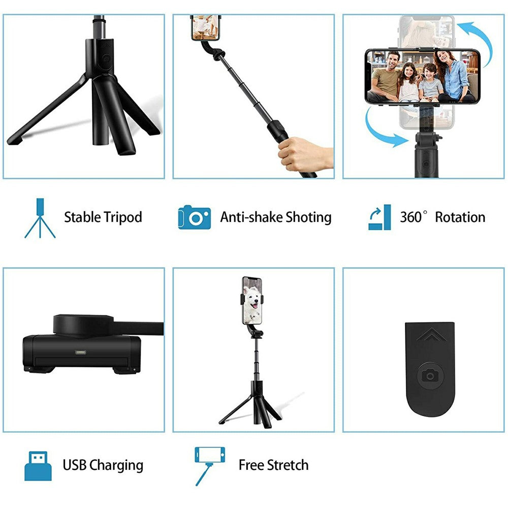 H5 Single Axis Stabilizer Smartphone Gimbal Extendable Selfie Stick Tripod with Bluetooth-Compatible Shutter