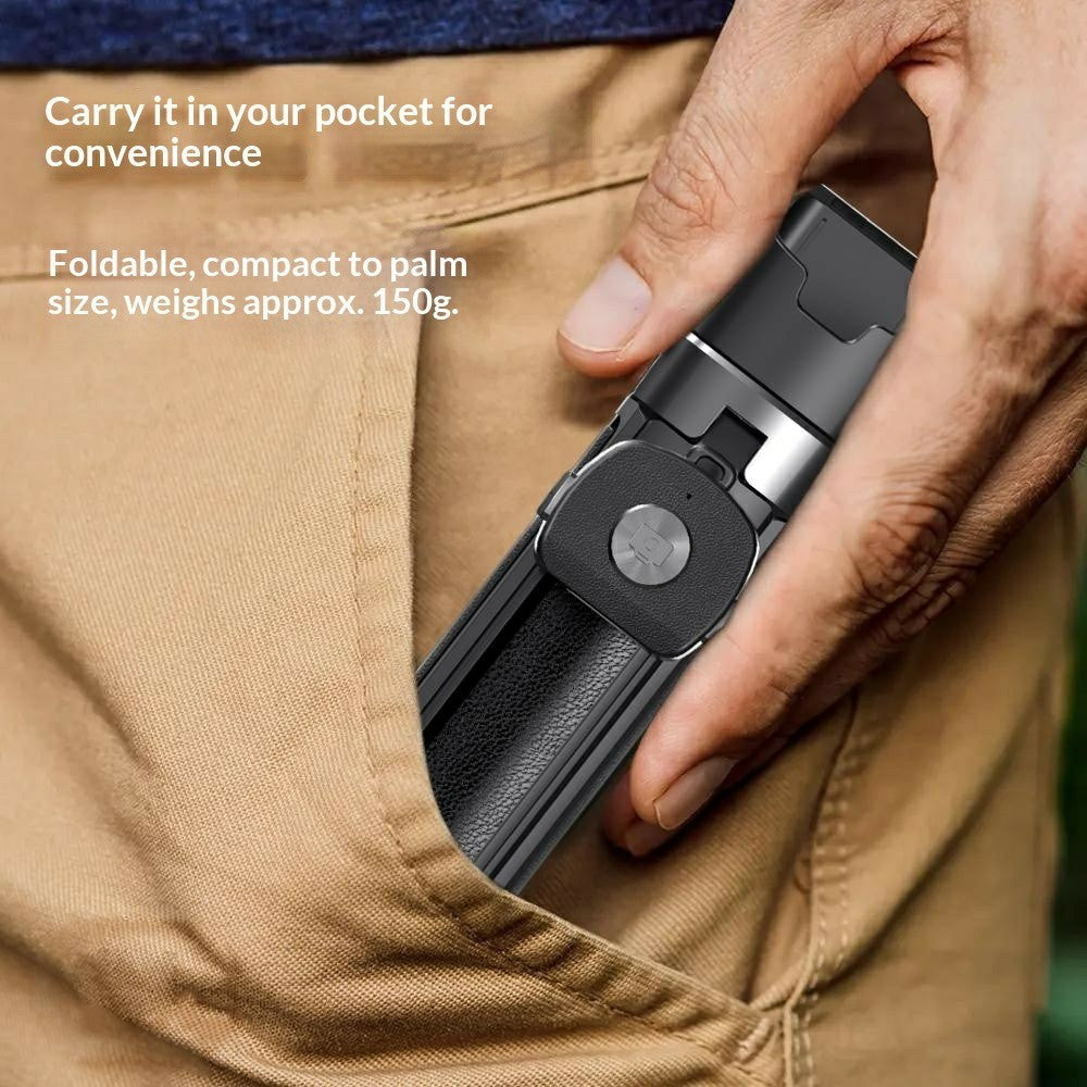 FUNSNAP P30 Mini Pocket Selfie Stick 42cm Extendable 4-leg Tripod with Bluetooth-compatible Remote for Smartphone