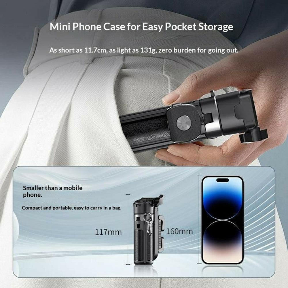 FUNSNAP P30 Mini Pocket Selfie Stick 42cm Extendable 4-leg Tripod with Bluetooth-compatible Remote for Smartphone