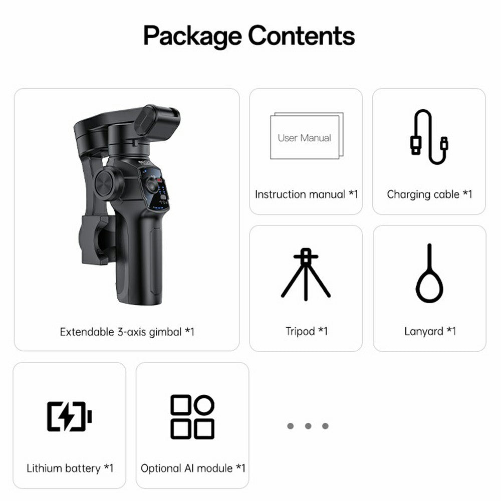 YESIDO SF32-PRO Smartphone Gimbal Stabilizer Bluetooth-Compatible Tripod Stand 3-Axis AI Tracking for Vlogging / Live Streaming / Video Recording