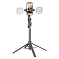 Q13 AI Smart Tracking Gimbal with 2Pcs Fill Lights Phone Selfie Stick 360 Degree Face Follow Vlog Stabilizer for Phone Photography
