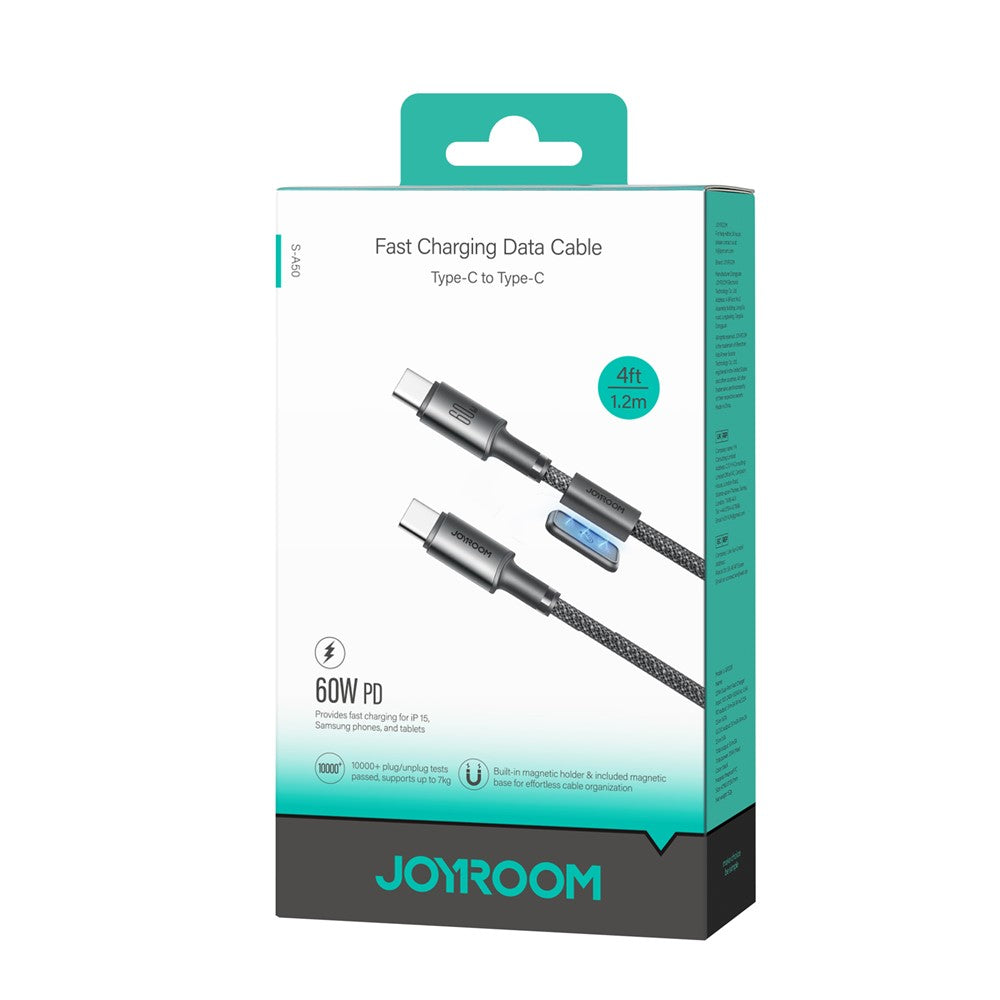 JOYROOM S-A50 1.2m Type-C to Type-C 60W Fast Charging Data Cable with Magnetic Cable Holder for iPhone 16-15 Series