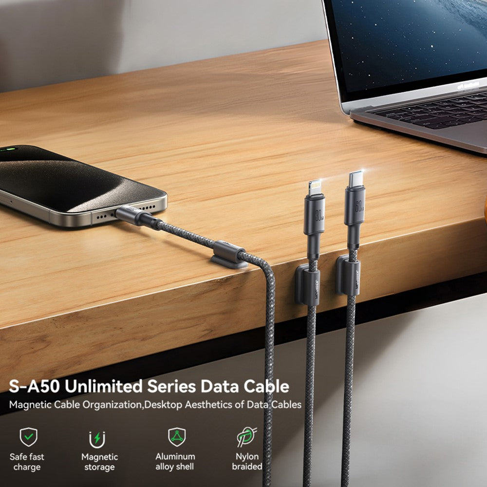 JOYROOM S-A50 1.2m USB-A to Type-C 3A Fast Charging Data Cable with Magnetic Cable Holder for iPhone 16-15 Series