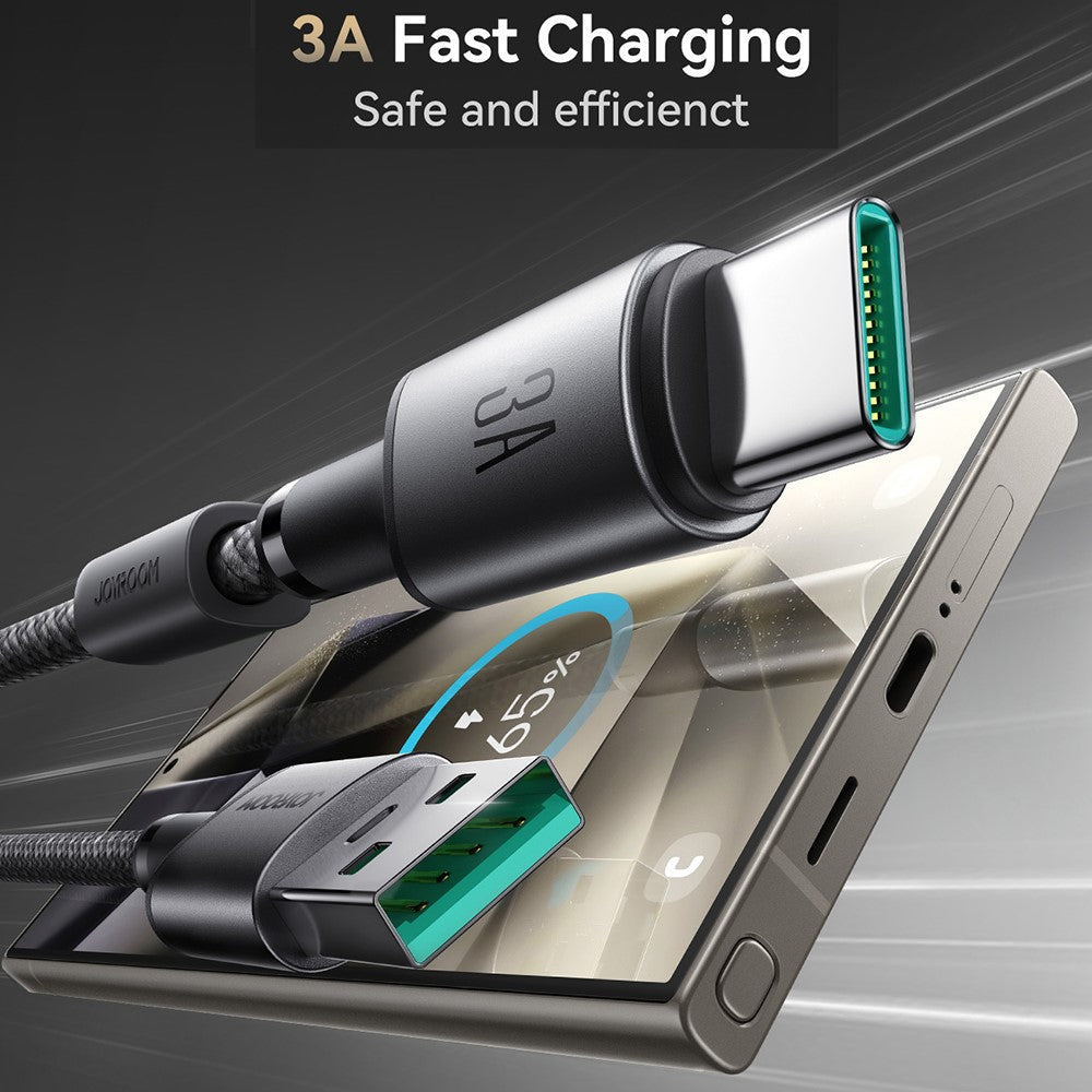 JOYROOM S-A50 1.2m USB-A to Type-C 3A Fast Charging Data Cable with Magnetic Cable Holder for iPhone 16-15 Series