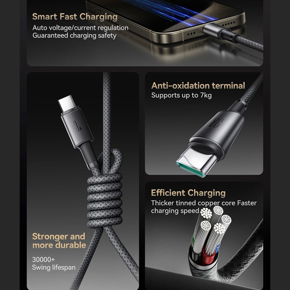 JOYROOM S-A50 1.2m USB-A to Type-C 3A Fast Charging Data Cable with Magnetic Cable Holder for iPhone 16-15 Series