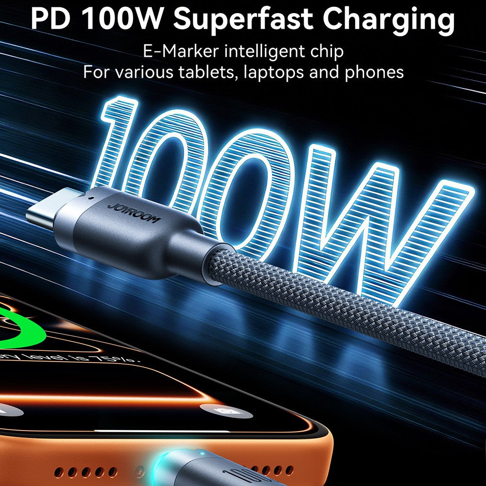 JOYROOM S-A63 1.2m USB-C to USB-C Cable 100W Fast Charging Data Cord