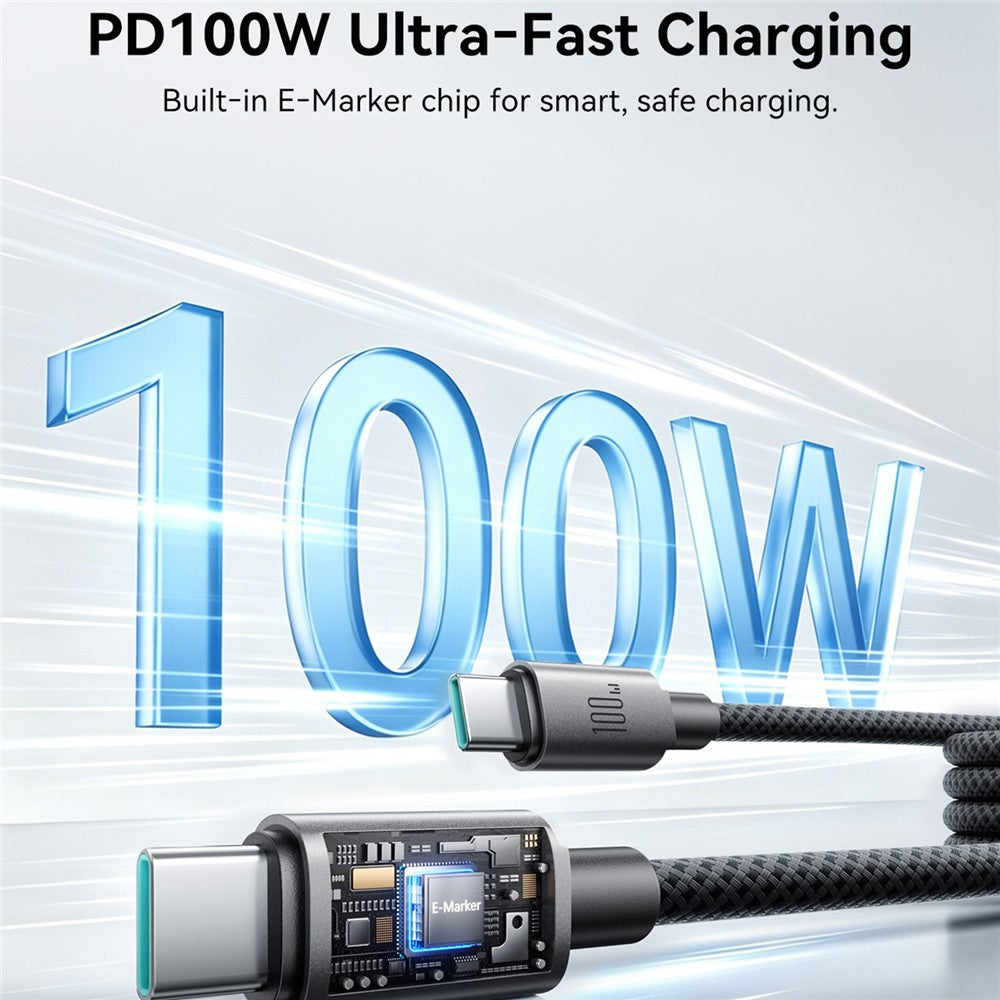 JOYROOM S-A65 1.2m Magnetic Self Winding Cable Type-C to Type-C PD 100W Fast Charging Data Cable