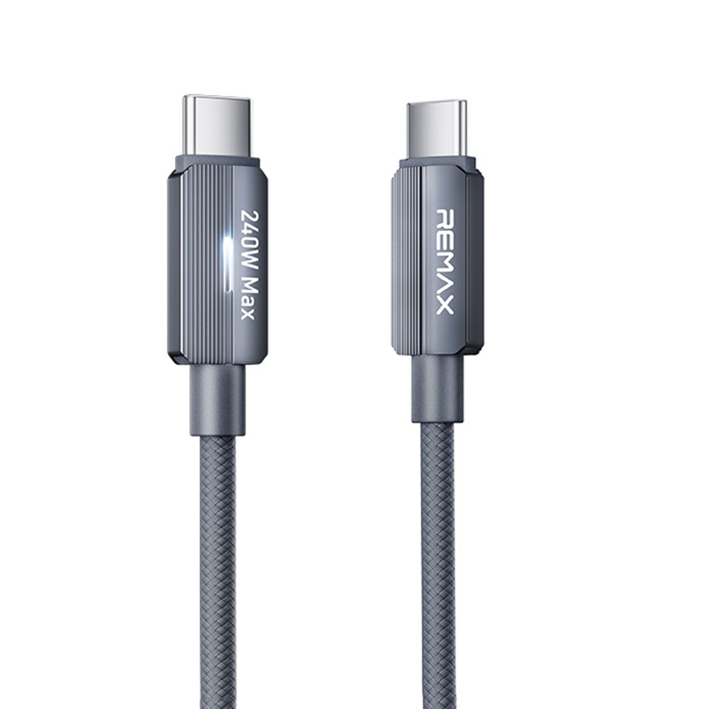 REMAX CB58 1.2m USB-C to USB-C Cable 240W PD Braided Data Cable with Smart LED Indicator