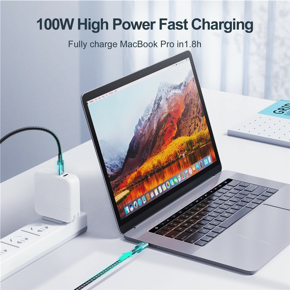 JOYROOM S-CC100A10 Feifan Series for iPhone 16-15 Series 1.2m 100W Type-C to Type-C Fast Charging Cord Braided 480Mbps Data Cable