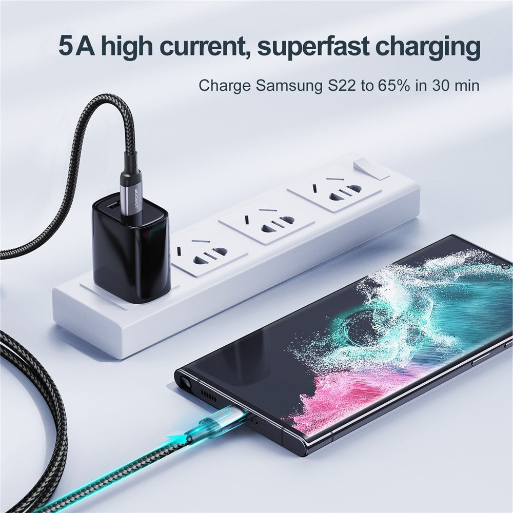 JOYROOM S-CC100A10 Feifan Series for iPhone 16-15 Series 1.2m 100W Type-C to Type-C Fast Charging Cord Braided 480Mbps Data Cable