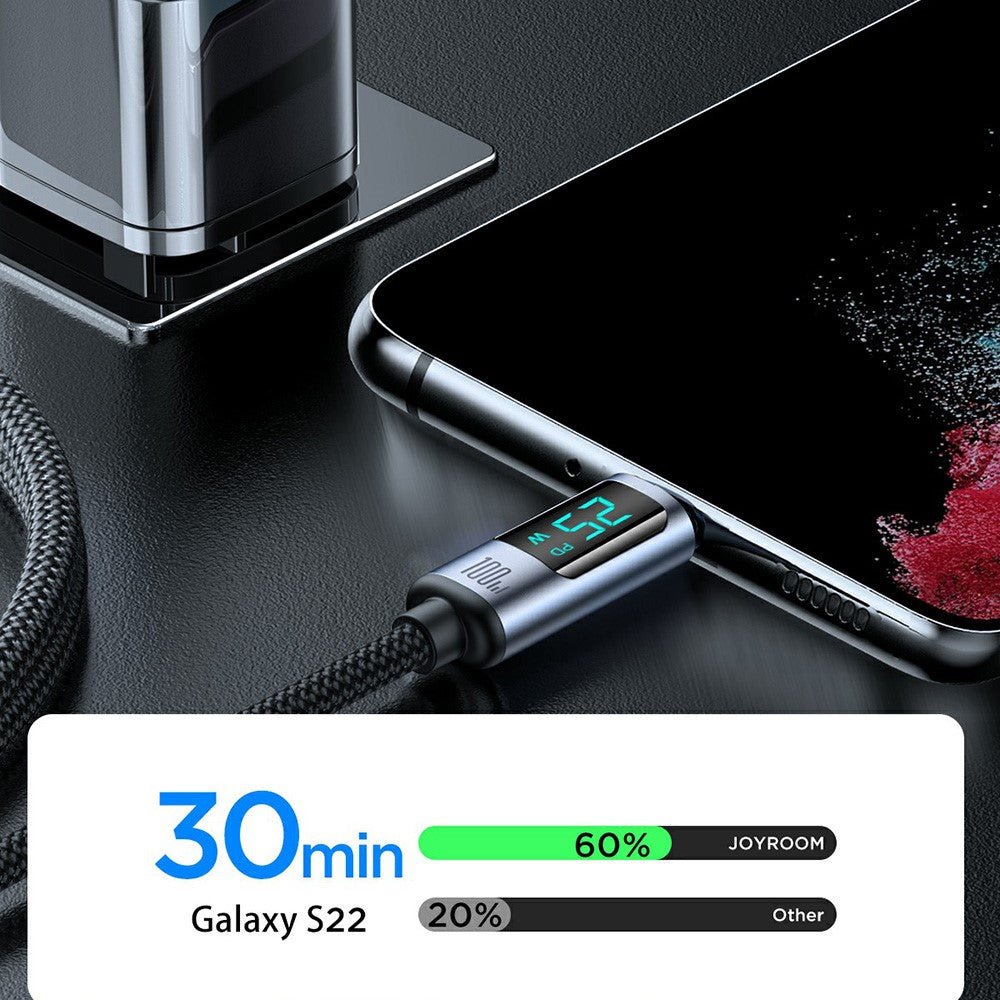 JOYROOM S-CC100A16 1.2m Prism Series for iPhone 16-15 Series Type-C to Type-C Digital Display Fast Charging Data Cable