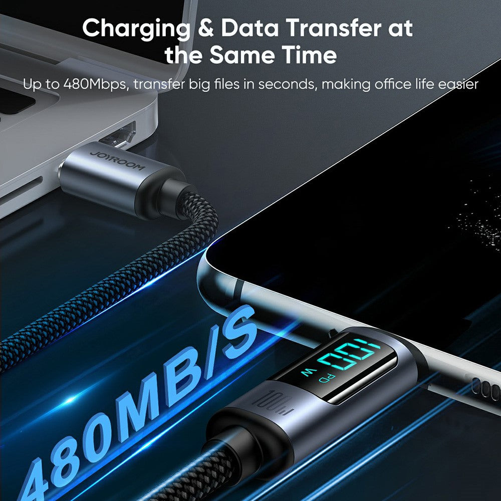 JOYROOM S-CC100A16 1.2m Prism Series for iPhone 16-15 Series Type-C to Type-C Digital Display Fast Charging Data Cable