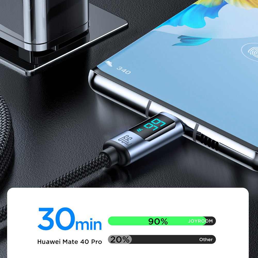 JOYROOM S-AC066A16 1.2m Prism Series for iPhone 15 Series Digital Display 66W Fast Charging USB-A to Type-C Data Cable