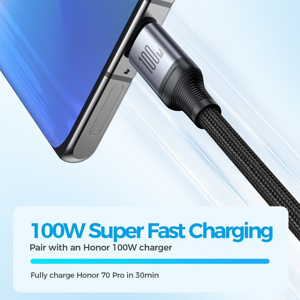 JOYROOM SA21-1T3 Speedy Series for iPhone 15 Series 1.2m 3-in-1 Charging Cable 100W Nylon Braided USB-A to iP+Type-C+Micro Fast Charging Cord