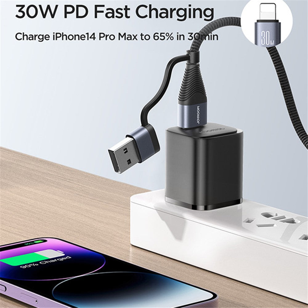JOYROOM SA37-2T2 Multi-Function Series for iPhone 16-15 Series USB-A+Type-C to 8Pin+Type-C 60W 4 in 1 Fast Charging Cable Data Cord, 1.2m