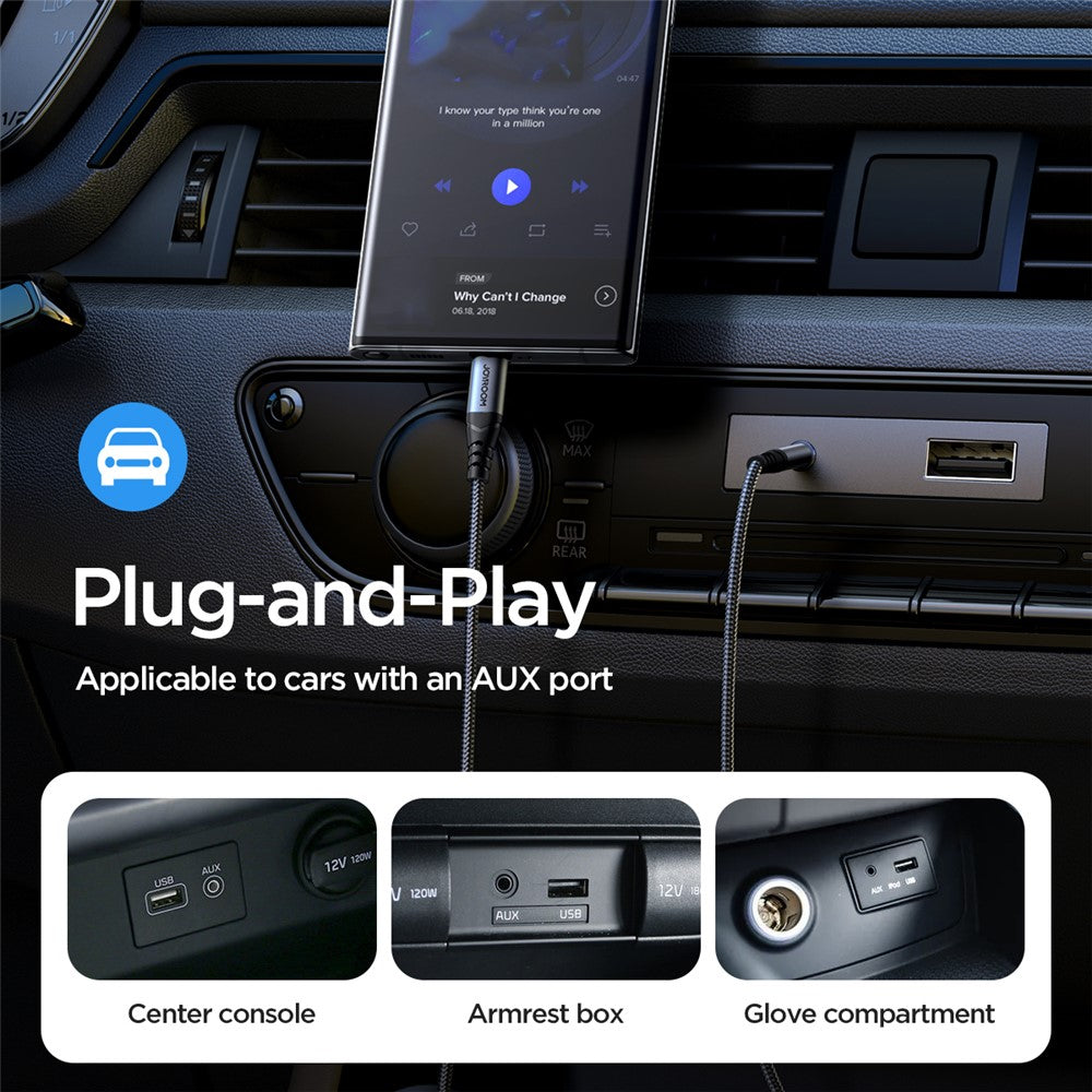 JOYROOM SY-A07 for iPhone 15 Series AUX Audio Cable Type-C to 3.5mm 1.2m Audio Adapter Hi-Fi Headphone Car Stereo Cord
