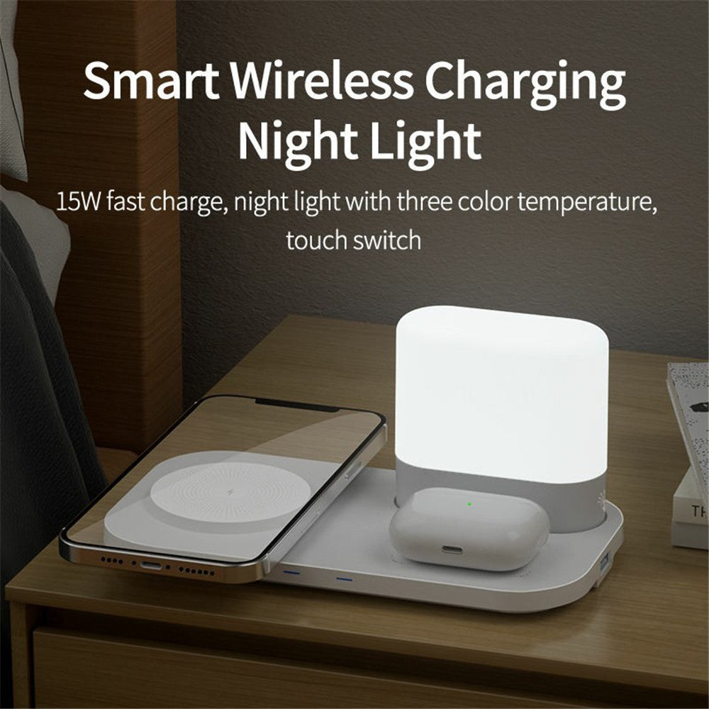 Wireless Charging Station with Night Light – Phone & Earphone Charging, Gift-Ready