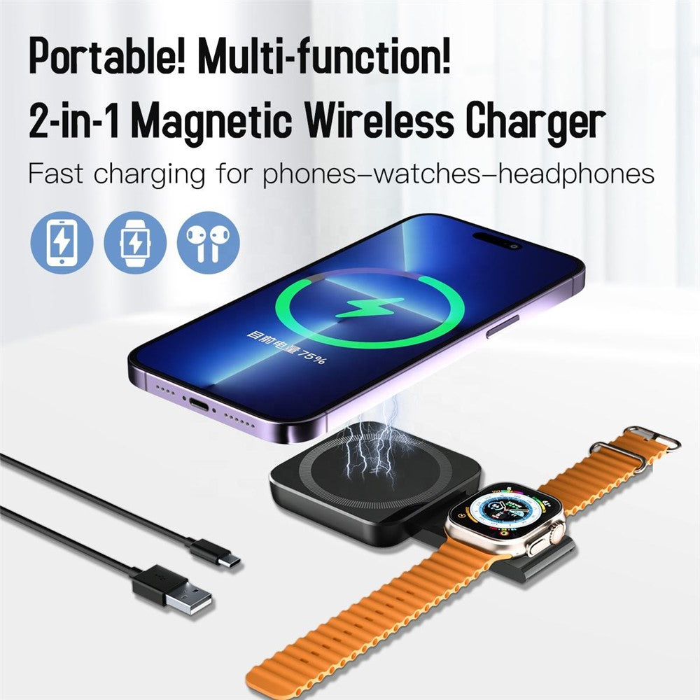 3-in-1 Wireless Charging Station with Foldable Watch Stand – for Apple Watch & Earphones