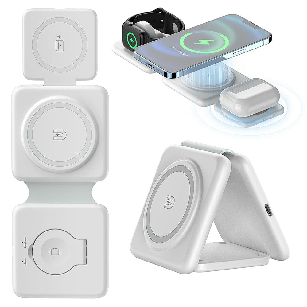3-in-1 Foldable Magnetic Wireless Charger – Palm-Sized Travel Design