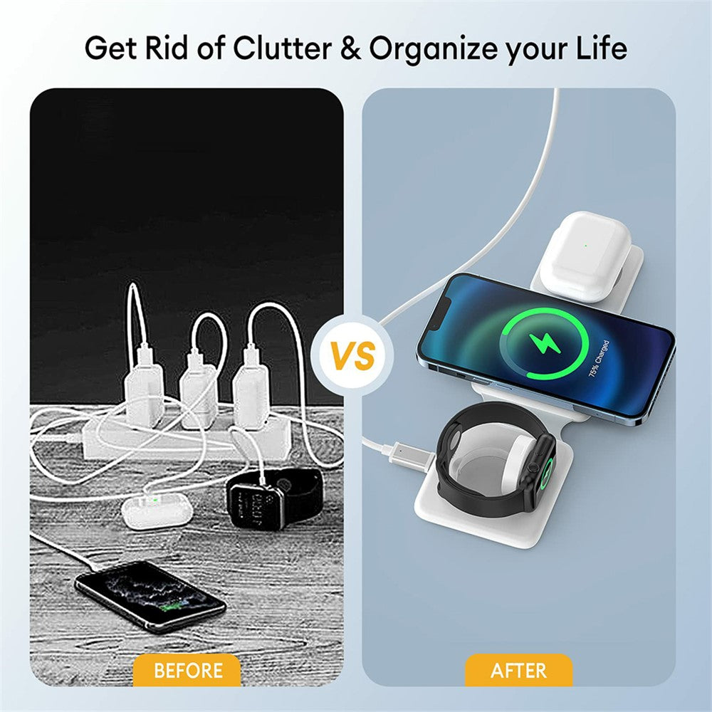 3-in-1 Foldable Magnetic Wireless Charger – Palm-Sized Travel Design