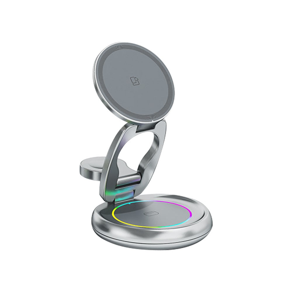 3-in-1 MagSafe Wireless Charging Stand – Zinc Alloy Build, Dynamic LED