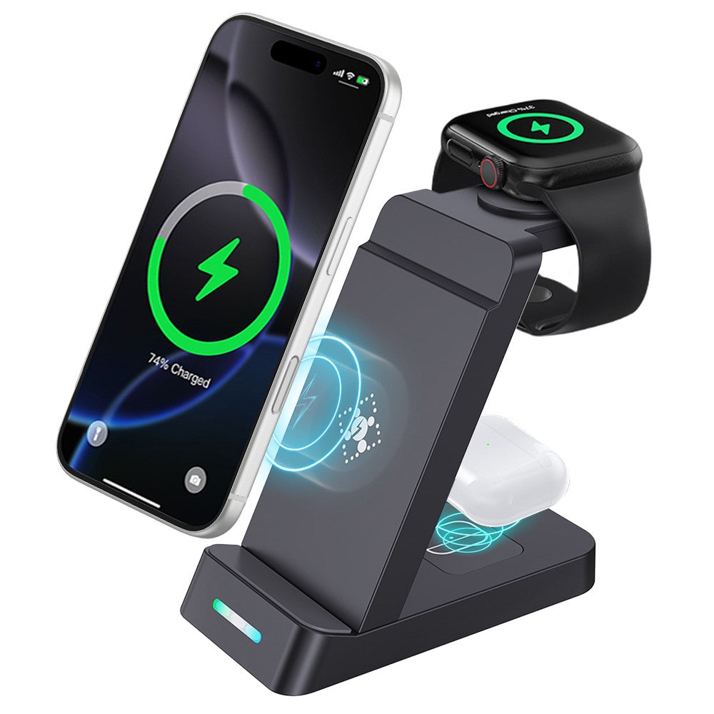 3-in-1 Foldable Wireless Charger – Camera-Friendly Design for Samsung Galaxy Watch