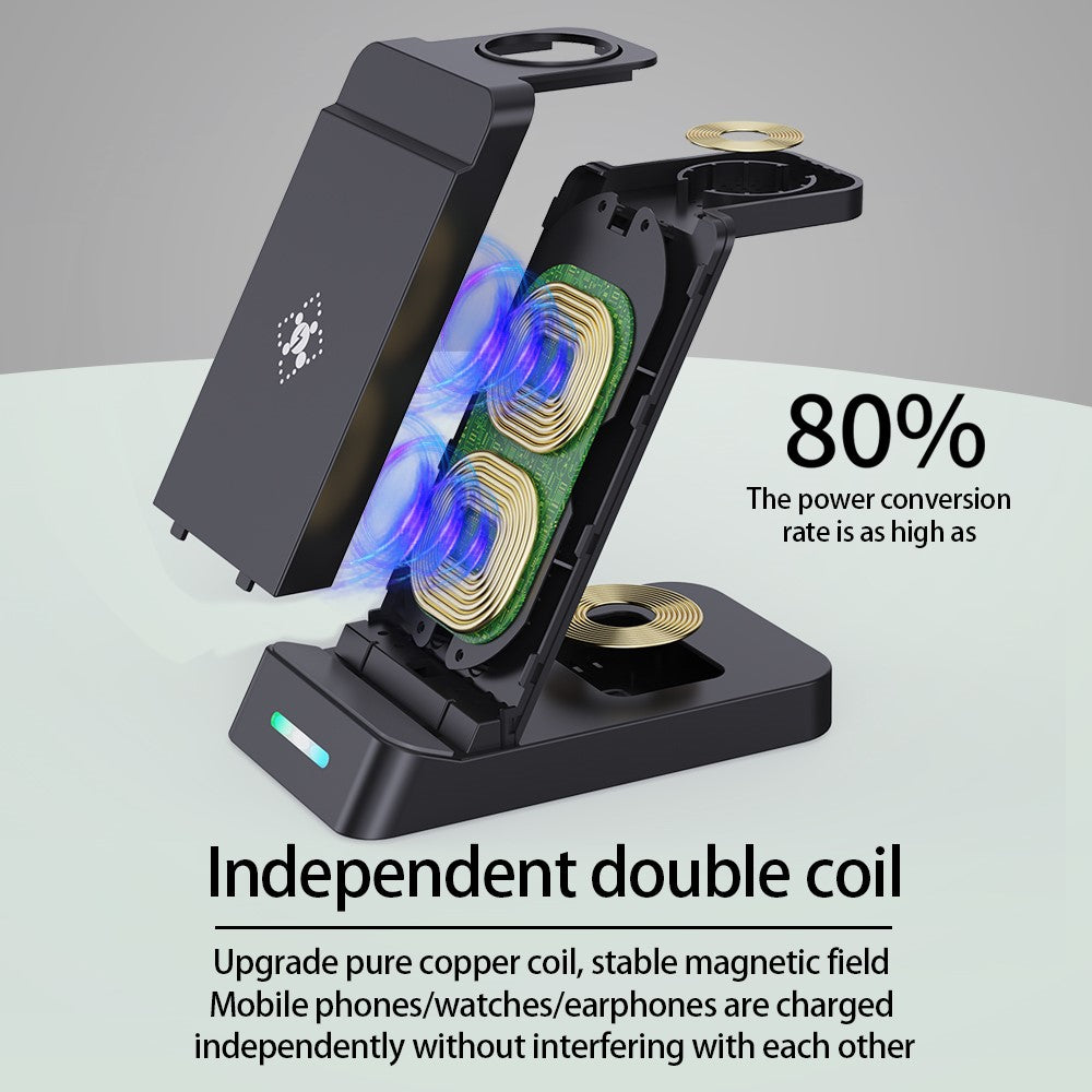 3-in-1 Foldable Wireless Charger – Camera-Friendly Design for Samsung Galaxy Watch
