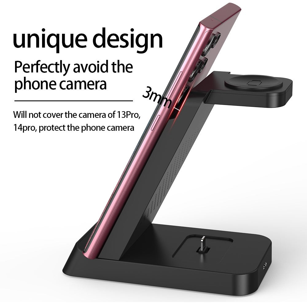 3-in-1 Foldable Wireless Charger – Camera-Friendly Design for Samsung Galaxy Watch