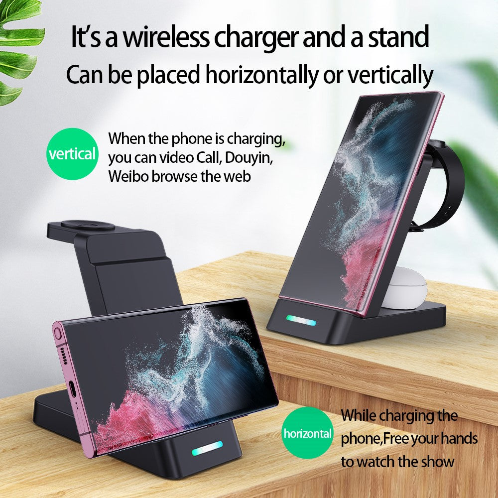 3-in-1 Foldable Wireless Charger – Camera-Friendly Design for Samsung Galaxy Watch