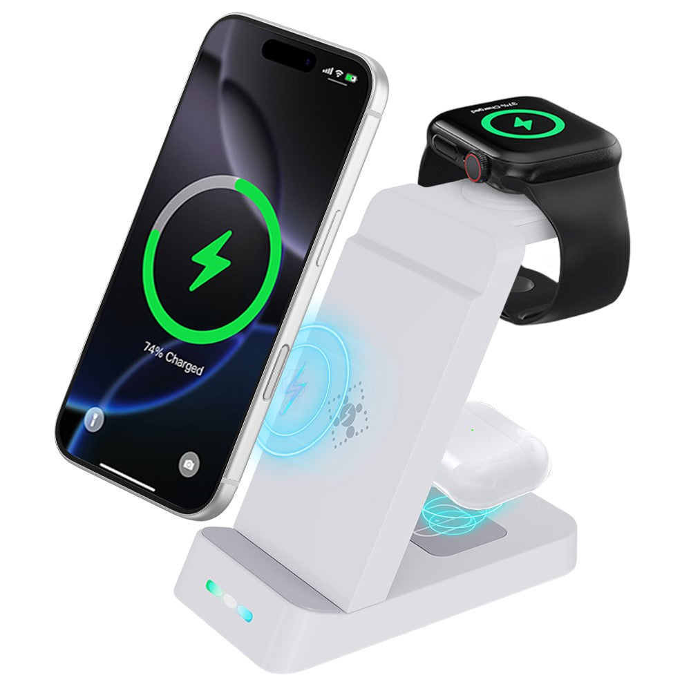 3-in-1 Foldable Wireless Charger – Camera-Friendly Design for Samsung Galaxy Watch