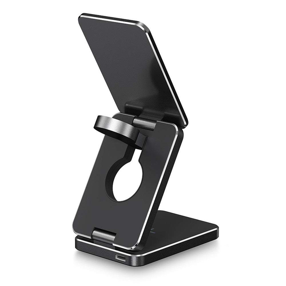 3-in-1 Foldable Aluminum Alloy Wireless Charging Stand – Sleek Premium Finish