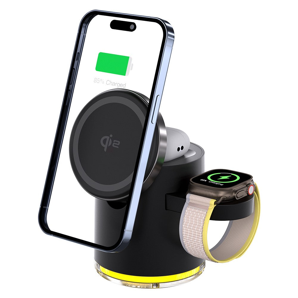 Qi2 Foldable Wireless Charging Stand with Retractable Watch Bracket