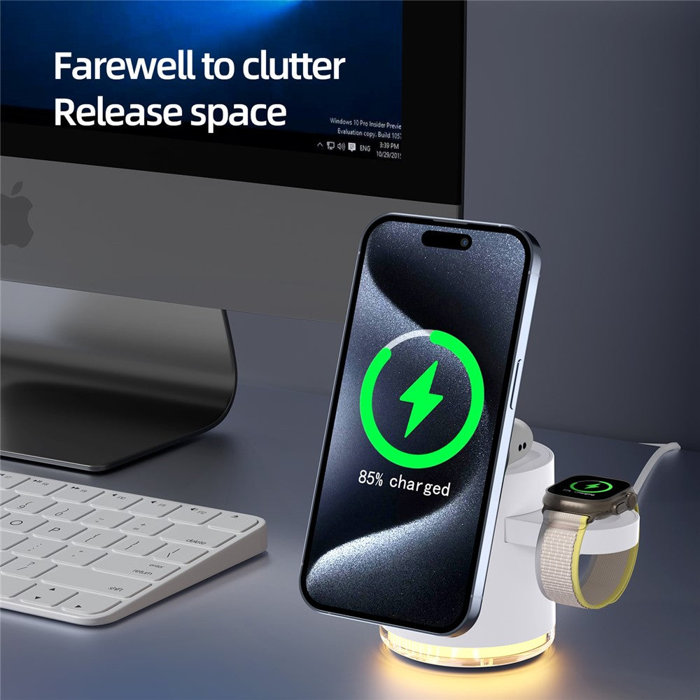 Qi2 Foldable Wireless Charging Stand with Retractable Watch Bracket