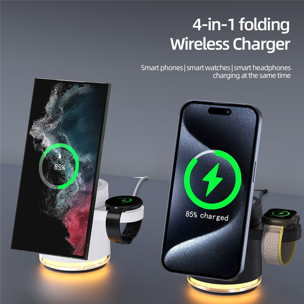 Qi2 Foldable Wireless Charging Stand with Retractable Watch Bracket
