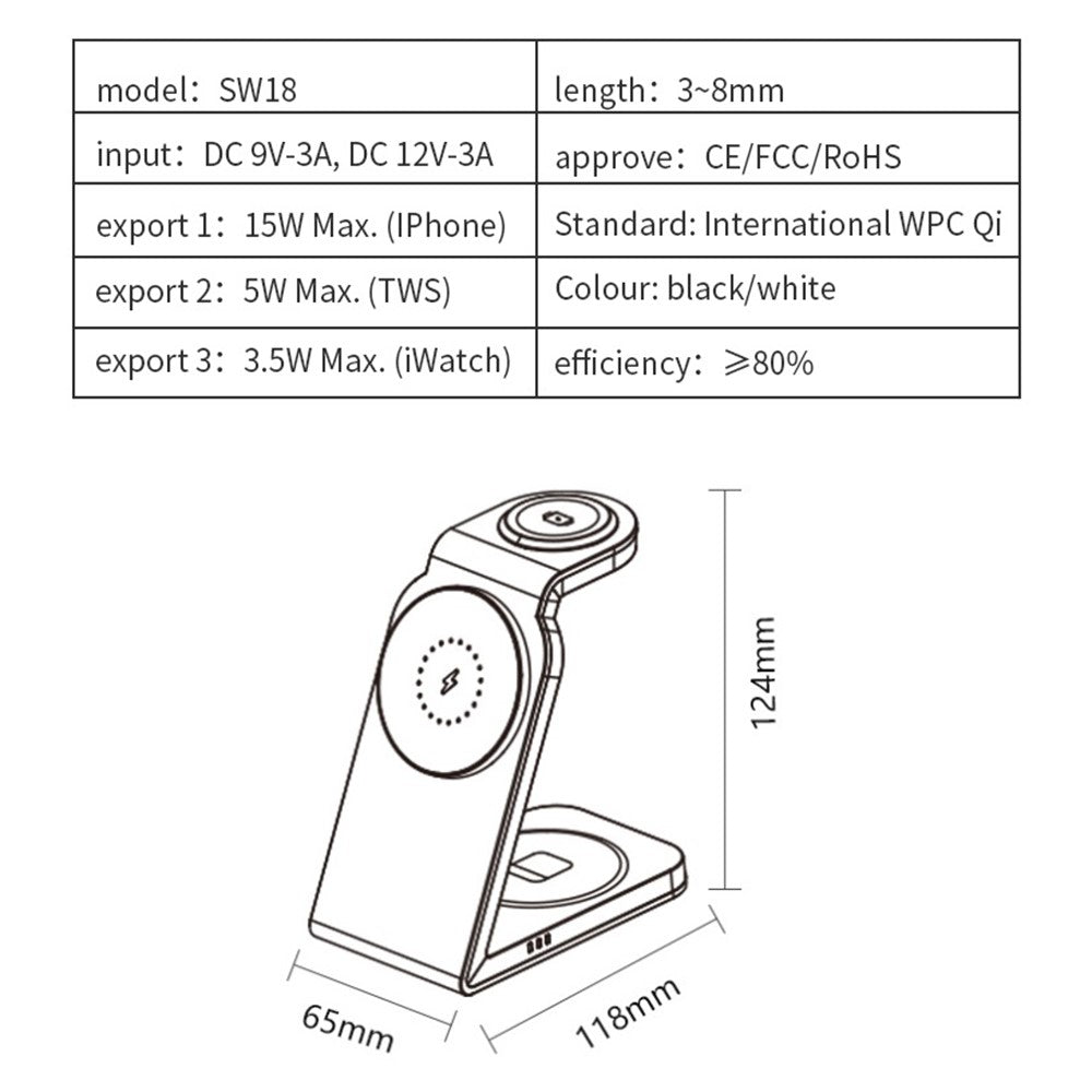 Metal 3-in-1 Magnetic Wireless Charging Stand – Compact Desktop Design