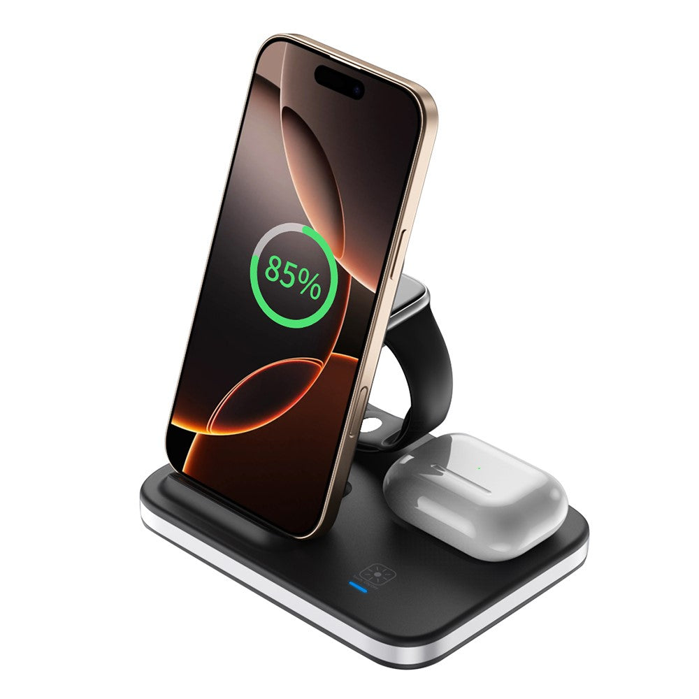 3-in-1 Foldable Wireless Charger Dock with Night Light – Phone, AirPods & Apple Watch