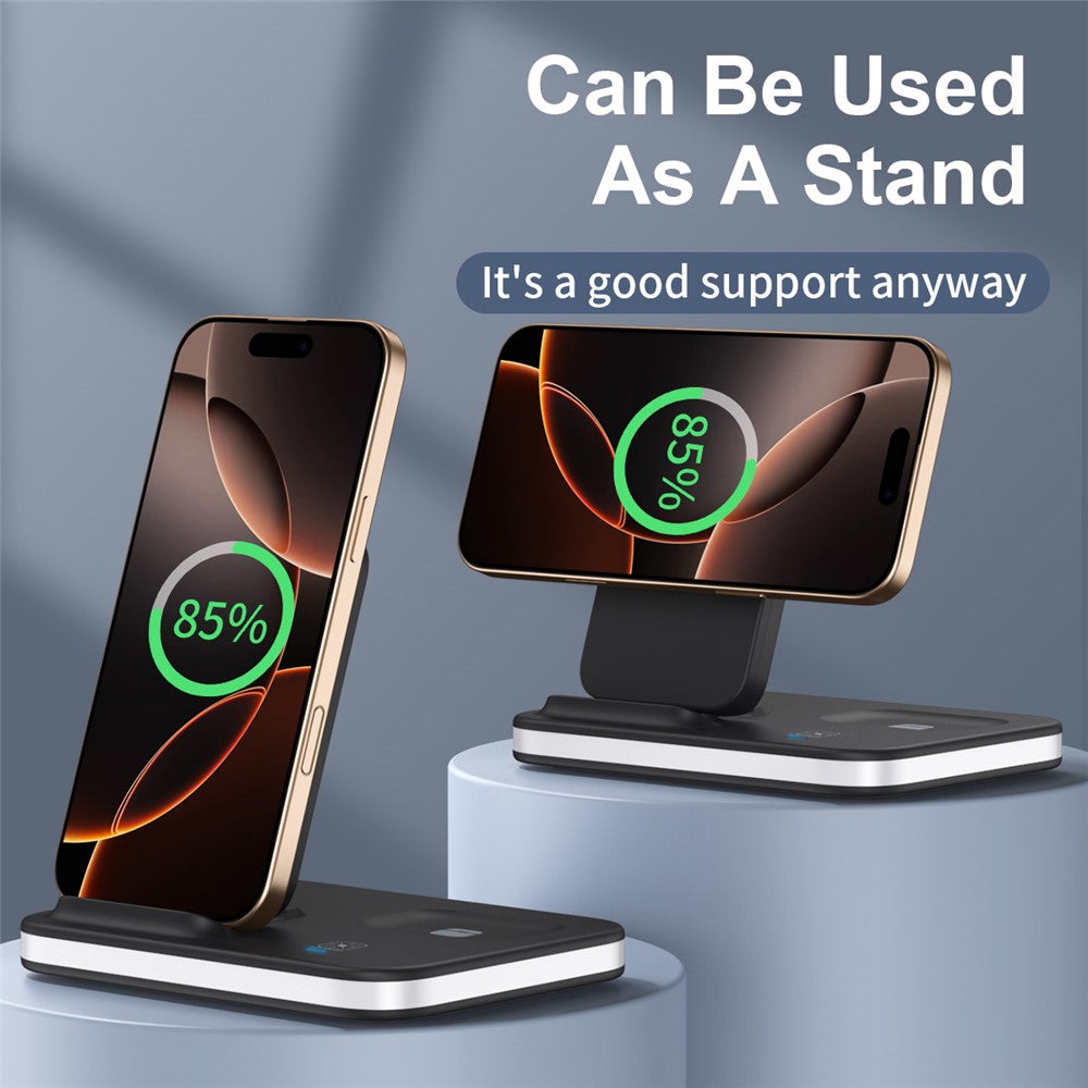 3-in-1 Foldable Wireless Charger Dock with Night Light – Phone, AirPods & Apple Watch