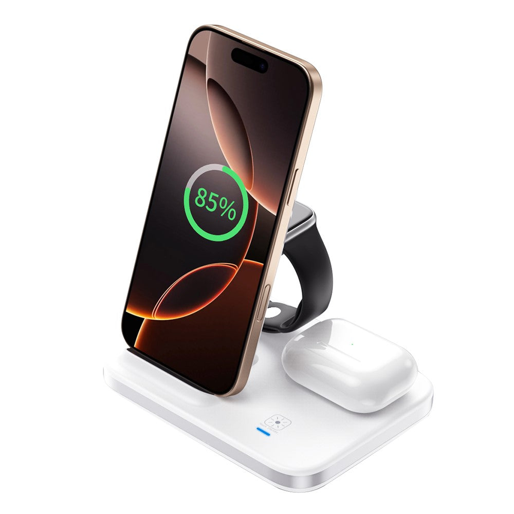 3-in-1 Foldable Wireless Charger Dock with Night Light – Phone, AirPods & Apple Watch