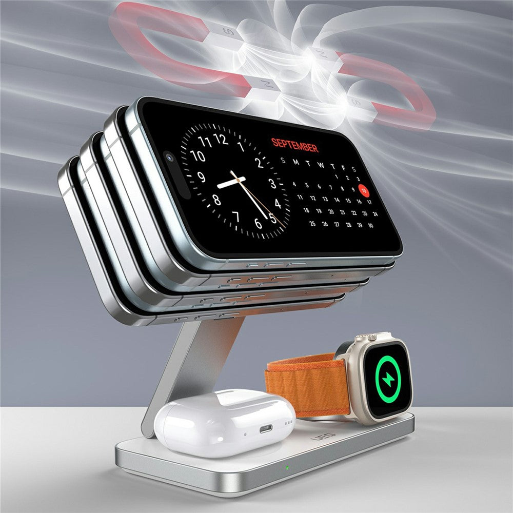 3-in-1 Foldable MagSafe Wireless Charging Stand – for iPhone, Apple Watch & AirPods