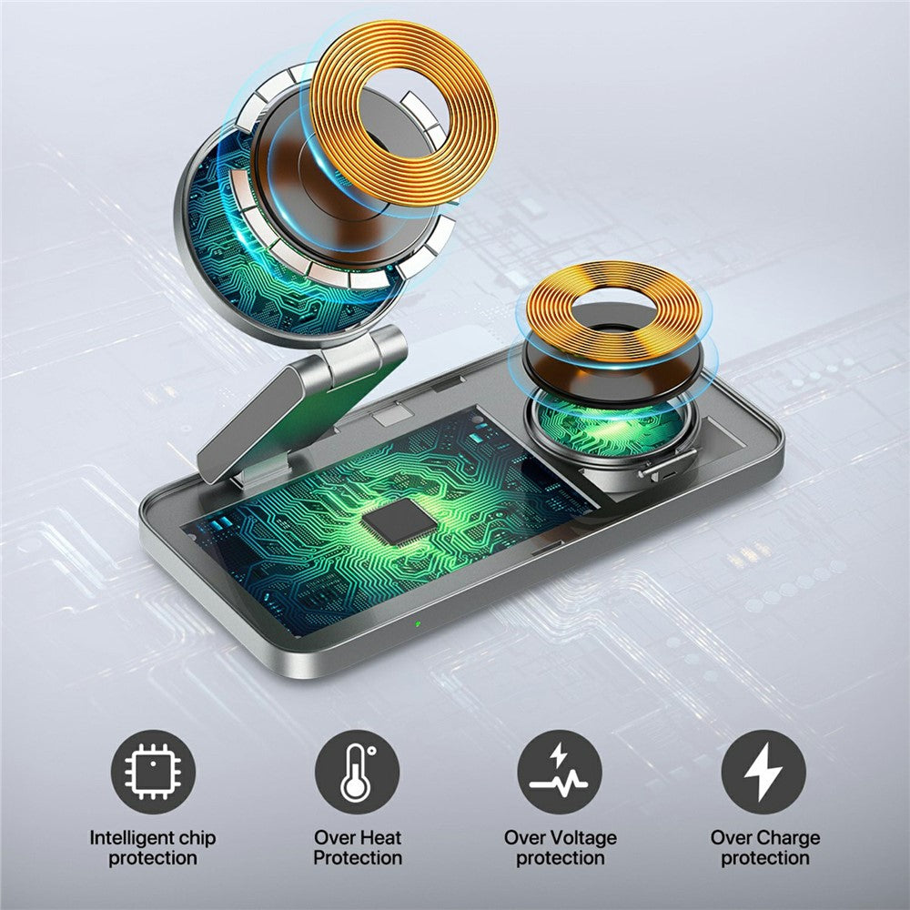 3-in-1 Foldable MagSafe Wireless Charging Stand – for iPhone, Apple Watch & AirPods