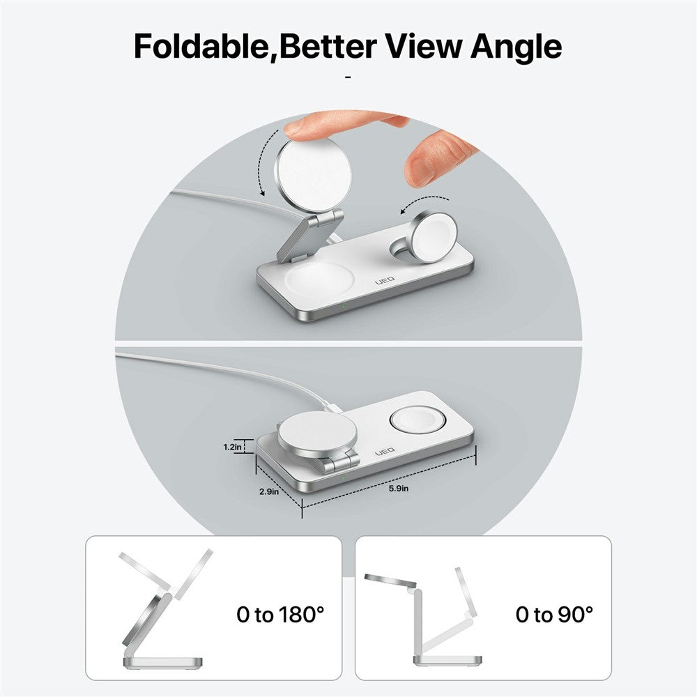 3-in-1 Foldable MagSafe Wireless Charging Stand – for iPhone, Apple Watch & AirPods