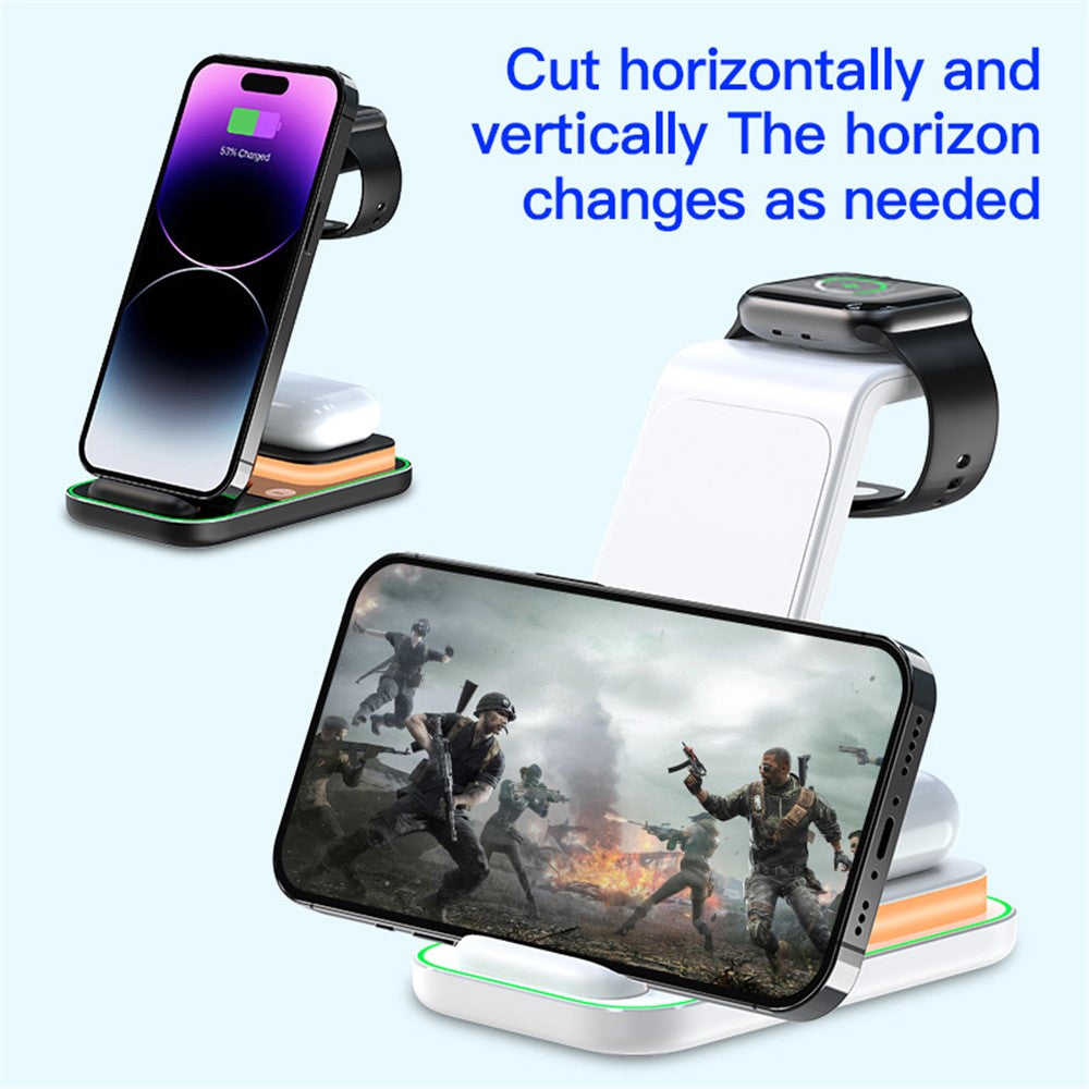 3-in-1 Dual-Coil Wireless Charger with Night Light – for iPhone, Apple Watch & AirPods