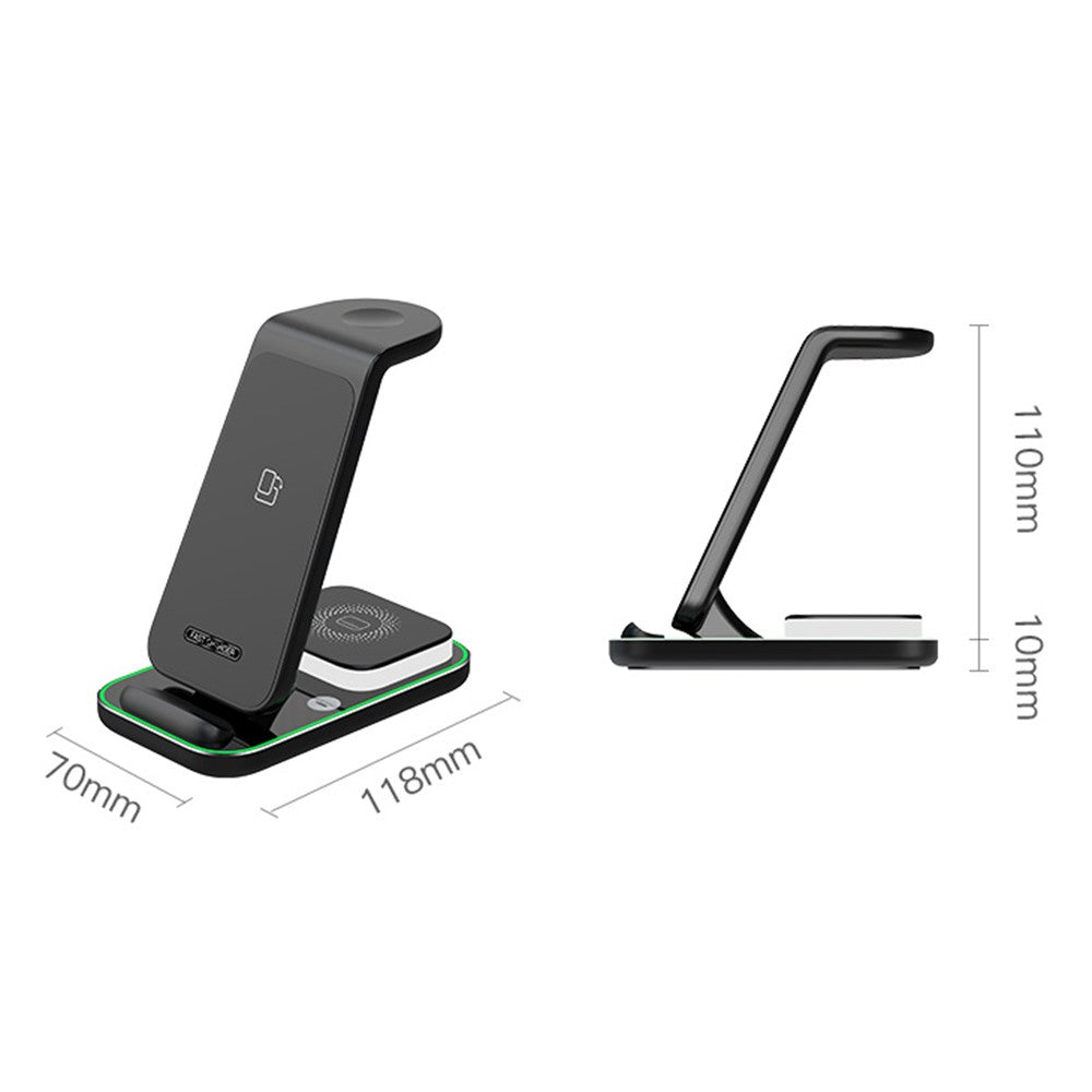 3-in-1 Dual-Coil Wireless Charger with Night Light – for iPhone, Apple Watch & AirPods