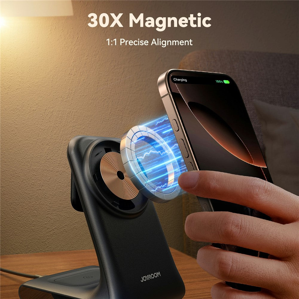 JOYROOM JR-W15 3 in 1 Magnetic Desktop Wireless Charger for iPhone / Apple Watch / Airpods 15W Charging Stand