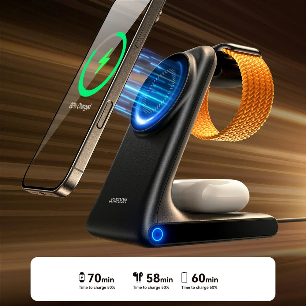 JOYROOM JR-W15 3 in 1 Magnetic Desktop Wireless Charger for iPhone / Apple Watch / Airpods 15W Charging Stand