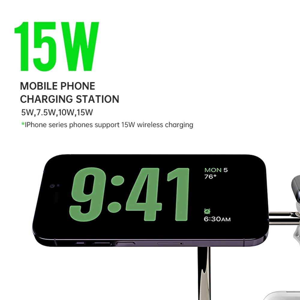 3-in-1 Magnetic Wireless Charging Dock with Night Light – Phone, Watch & AirPods