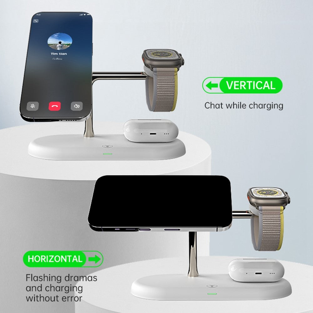 3-in-1 Magnetic Wireless Charging Dock with Night Light – Phone, Watch & AirPods