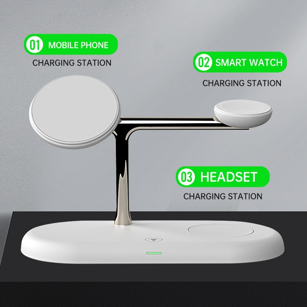 3-in-1 Magnetic Wireless Charging Dock with Night Light – Phone, Watch & AirPods