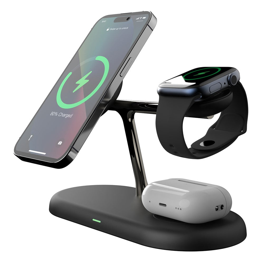 3-in-1 Magnetic Wireless Charging Dock with Night Light – Phone, Watch & AirPods